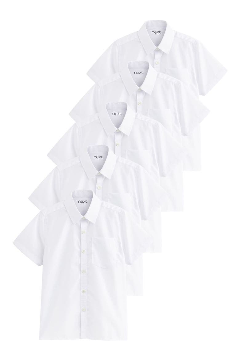 Kids' 5-Pack Uniform Short Sleeve Button-Up Shirts, Main, color, WHITE