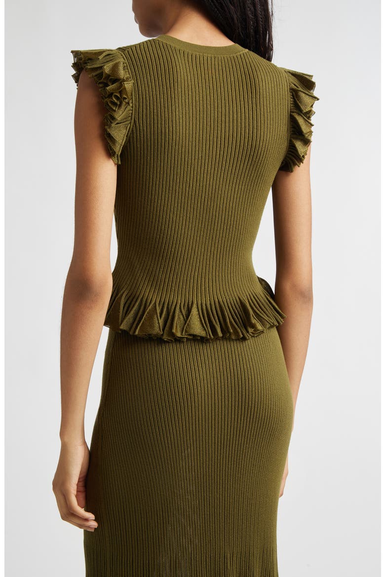 Leila Ruffle Cap Sleeve Sweater, Alternate, color, OLIVE
