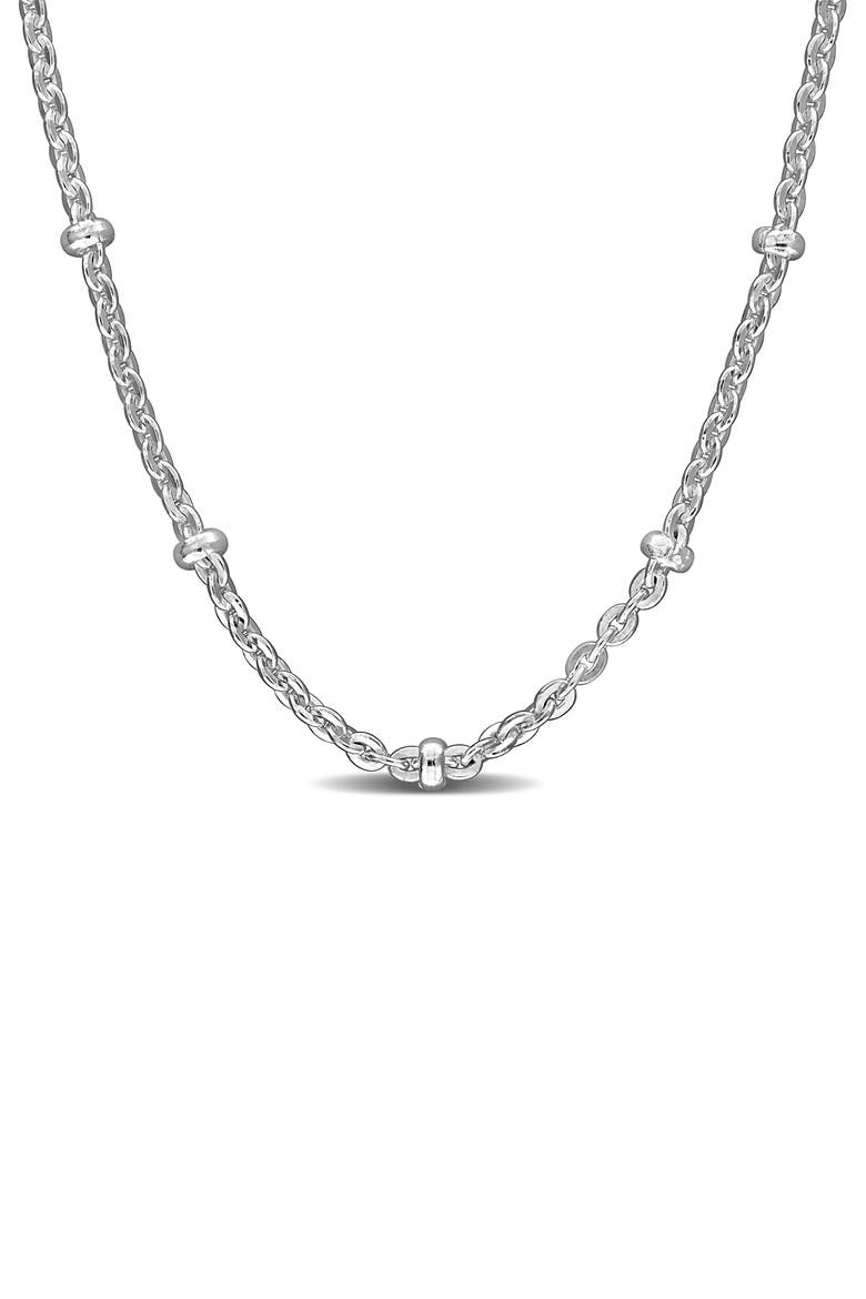Saturno Bead Station Necklace, 2.1mm, Main, color, SILVER