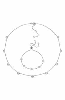 DELMAR Dew Lab Created Moissanite Station Necklace & Bracelet Set