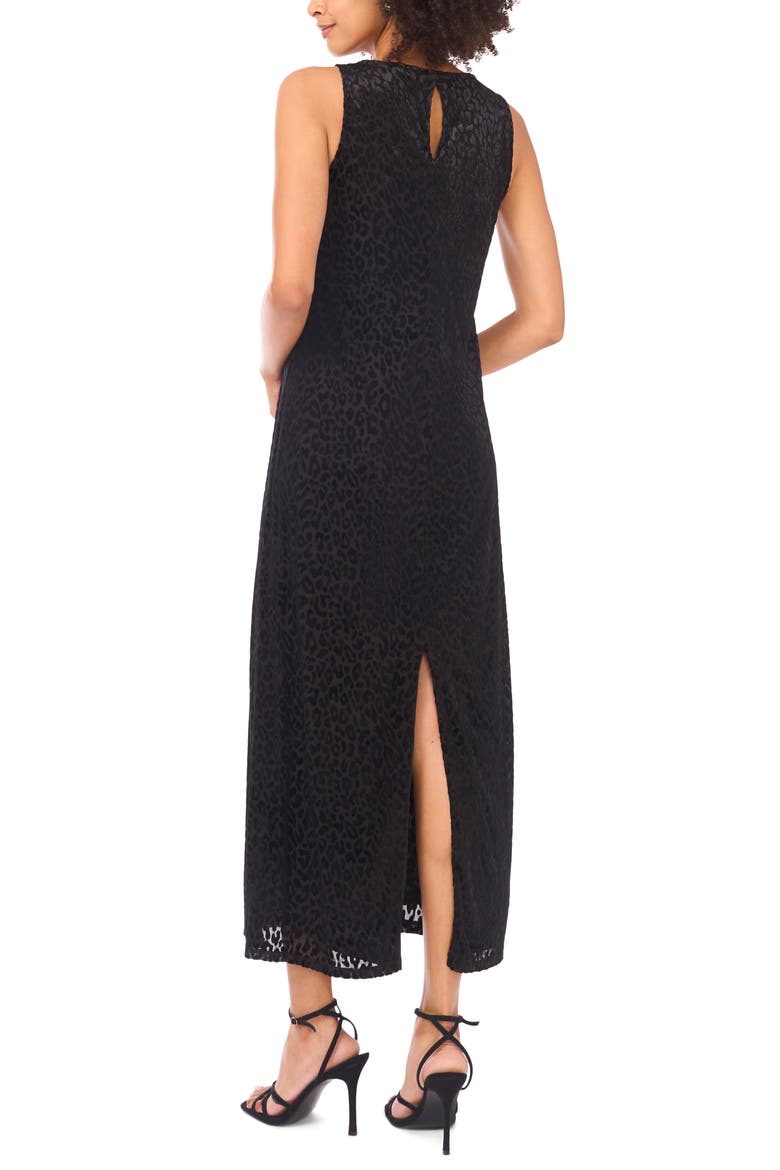 Leopard Print Satin Jacquard Dress, Alternate, color, RICH BLACK