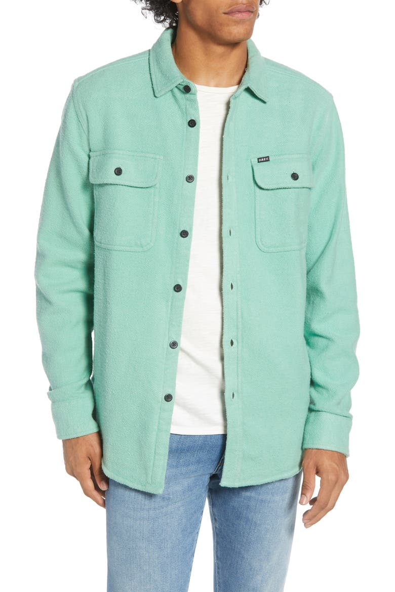 Outpost Button-Up Chunky Flannel Shirt, Main, color, SAGE