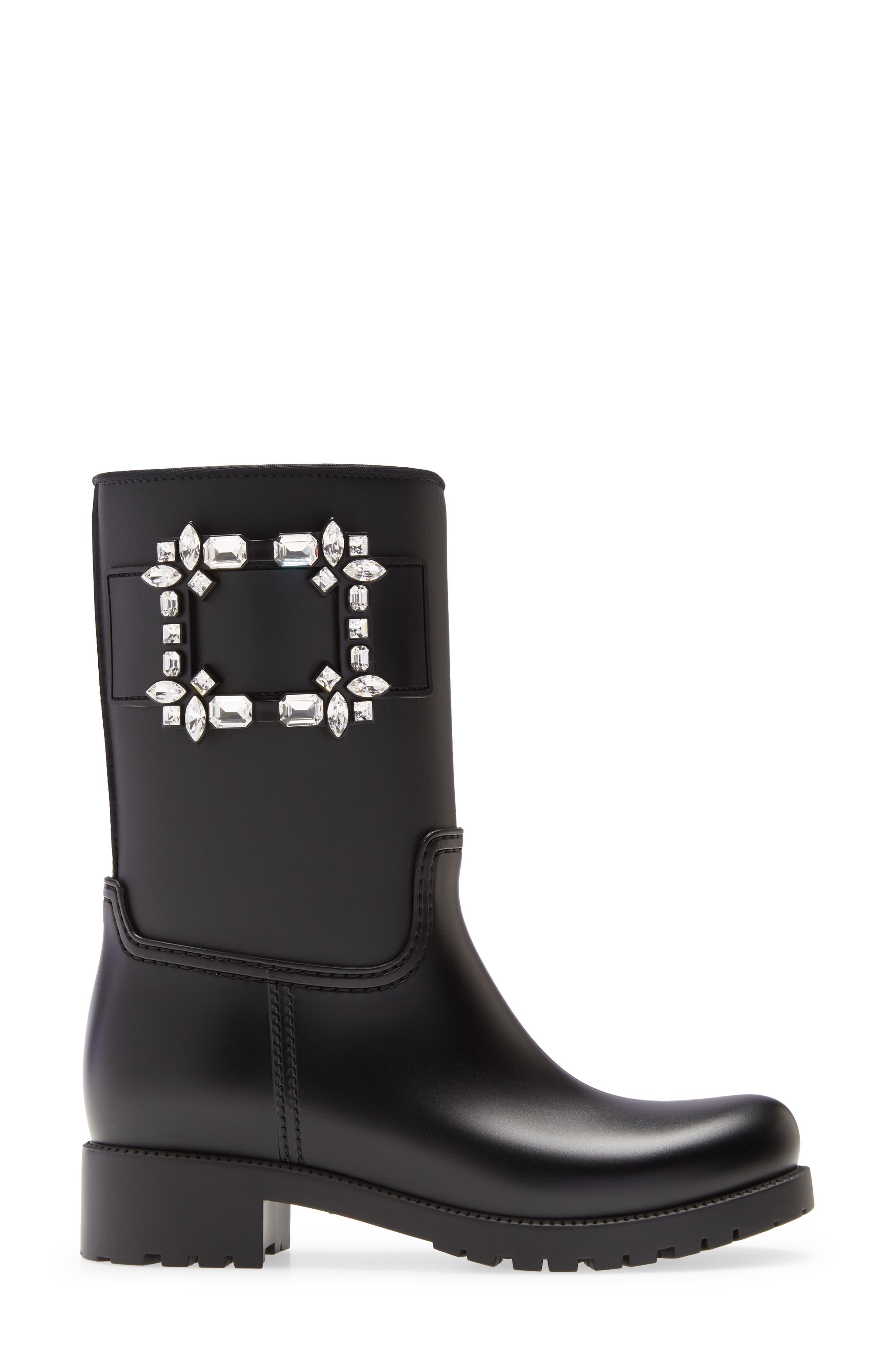 Roger Vivier Tempête Viv Crystal Buckle Waterproof Rain Boot, Alternate, color, 