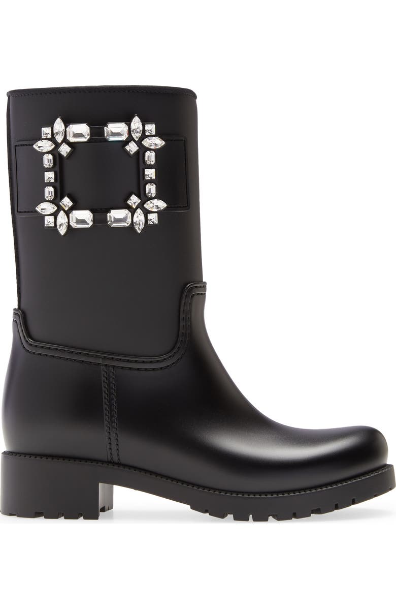 Roger Vivier Tempête Viv Crystal Buckle Waterproof Rain Boot, Alternate, color,