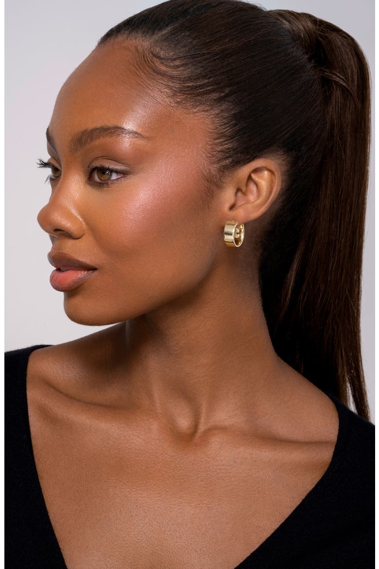 14K Gold Small Wide Hoop Earrings (Nordstrom Exclusive), Alternate, color, 14K YELLOW GOLD