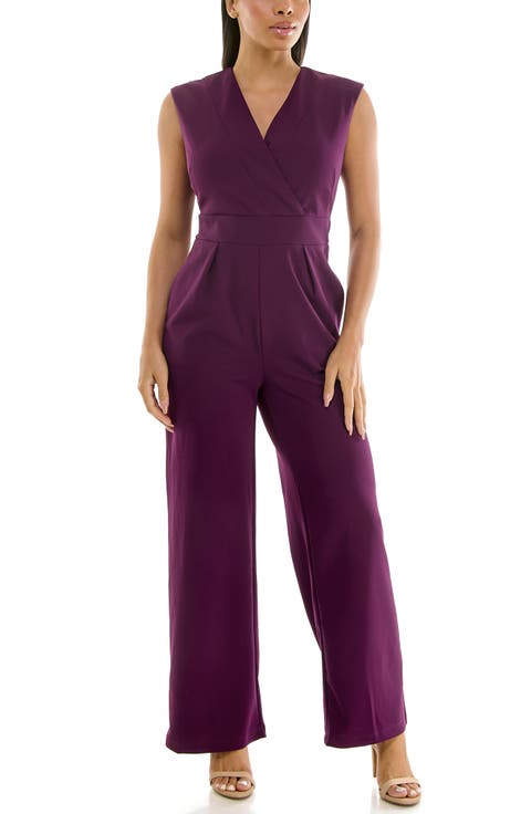 Surplice V-Neck Wide Leg Jumpsuit