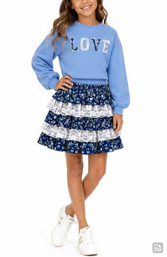 Kids' 2-Piece Top & Tiered Lace Skirt Set