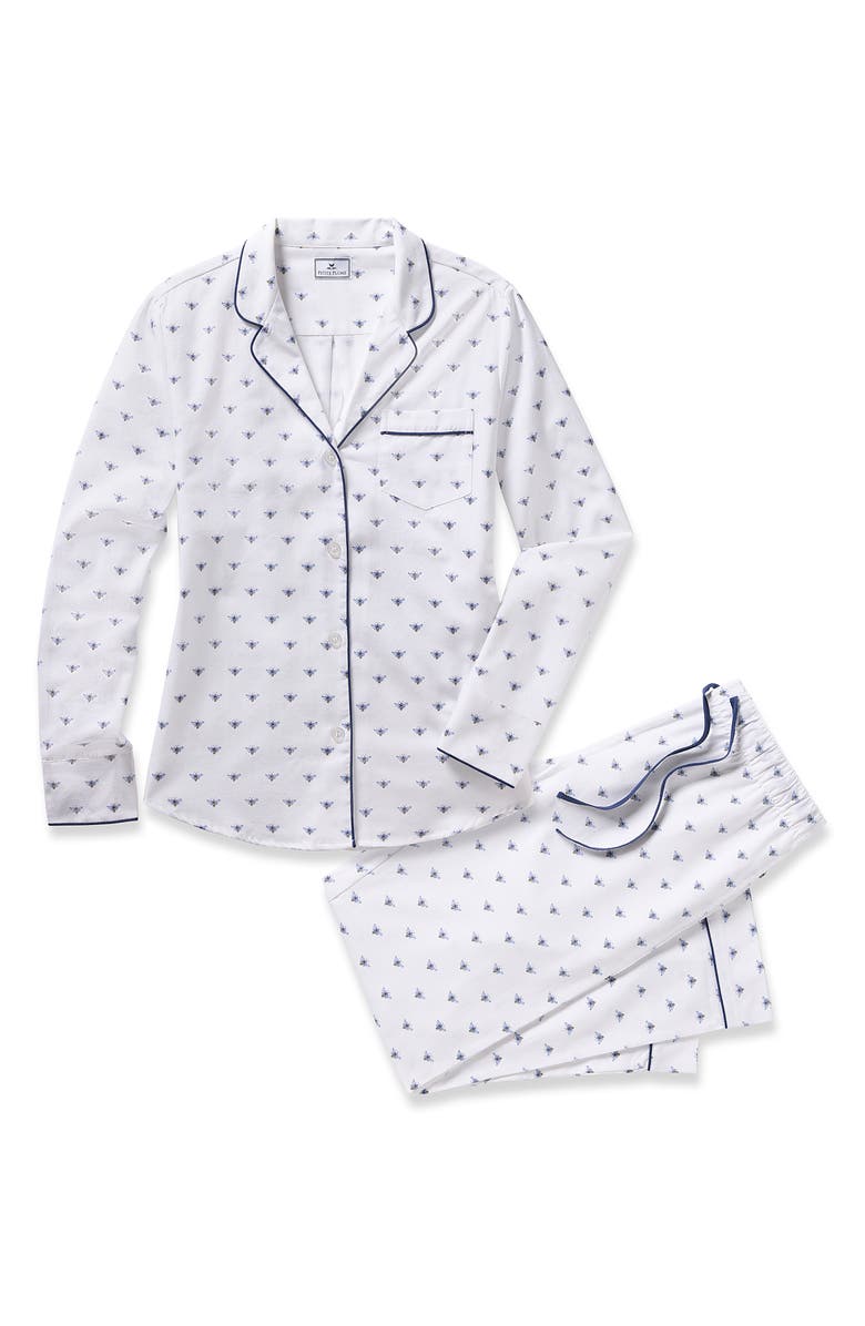 Petite Plume Buzzin' Cotton Twill Pajamas, Alternate, color, White