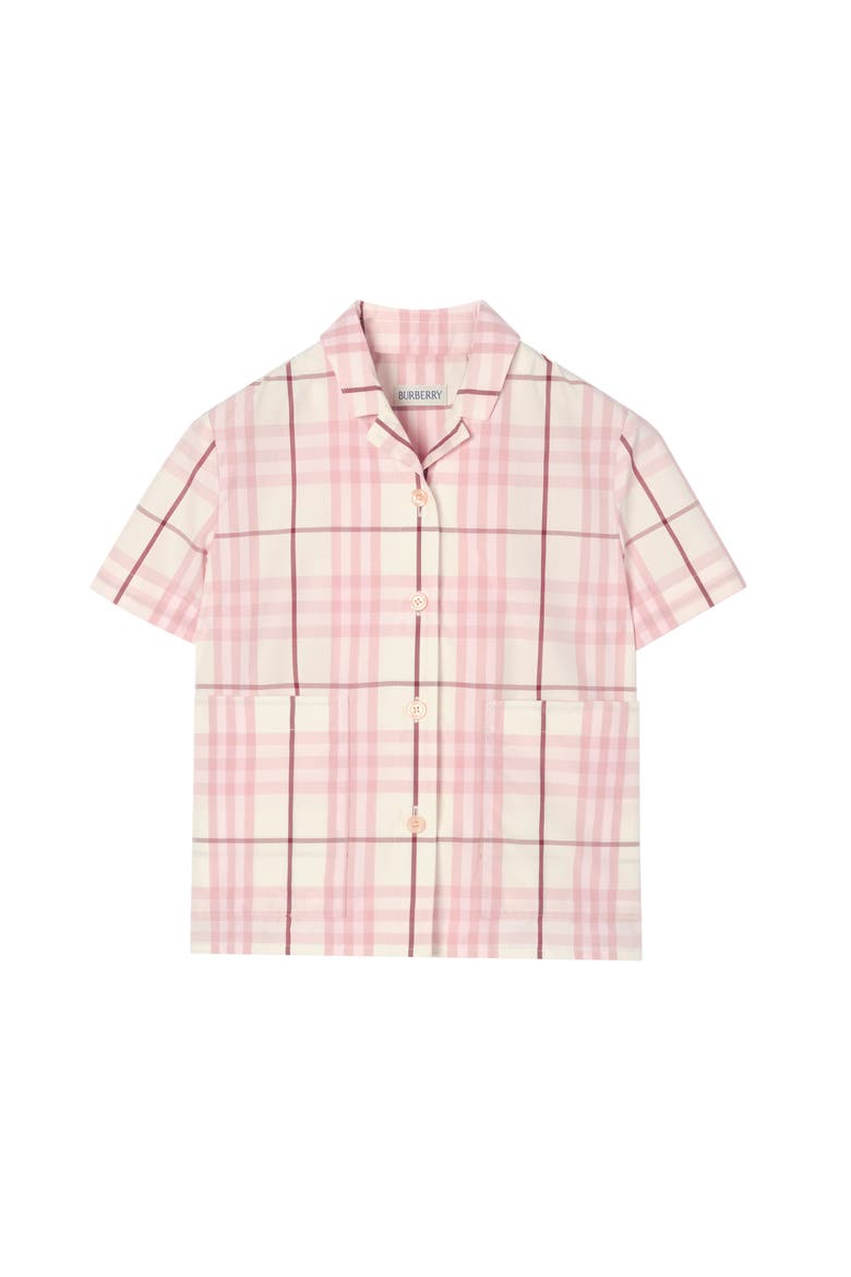 Girls' Check Cotton Shirt, Main, color, Flora pink