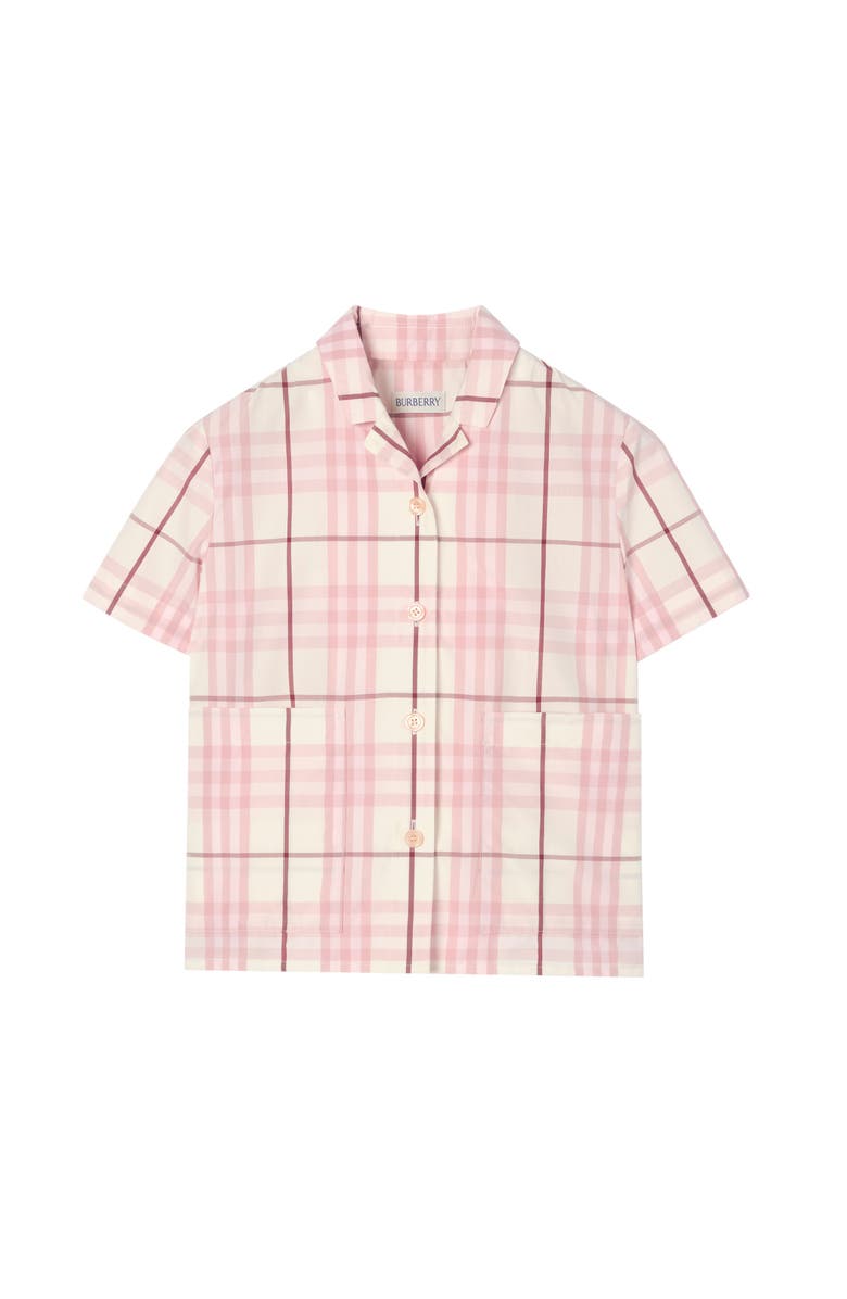 Burberry Check Cotton Shirt, Main, color, Flora Pink