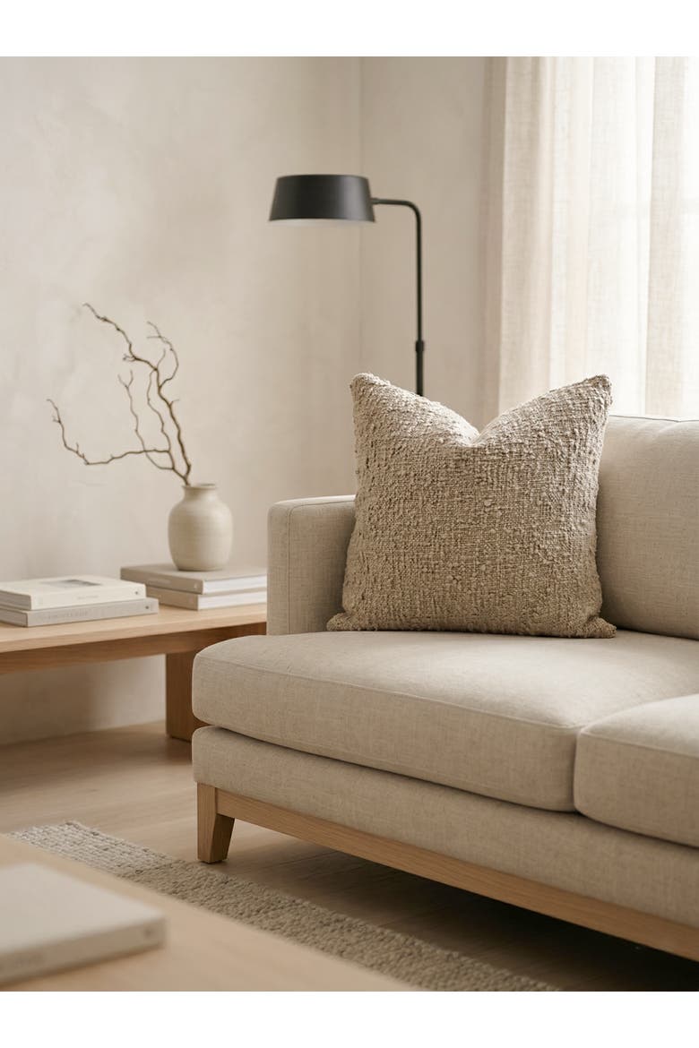 Cozy Cotton Boucle Pillow with Down Alternative Insert, Alternate, color, Beige