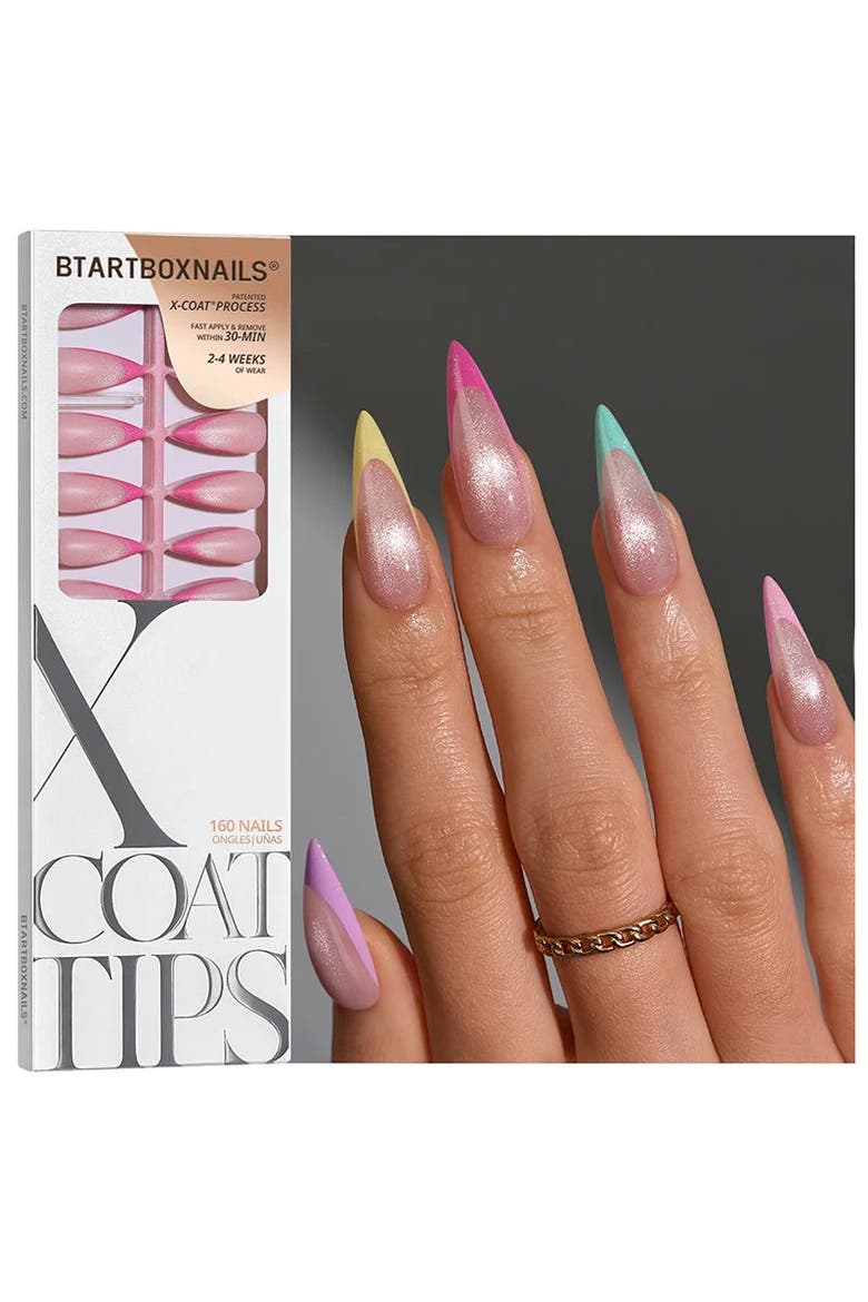 Soft Gel Nail Tips XCOATTIPS® French Brighter Pastel - Cat-Eye Base Collection, Main, color, Long Stiletto