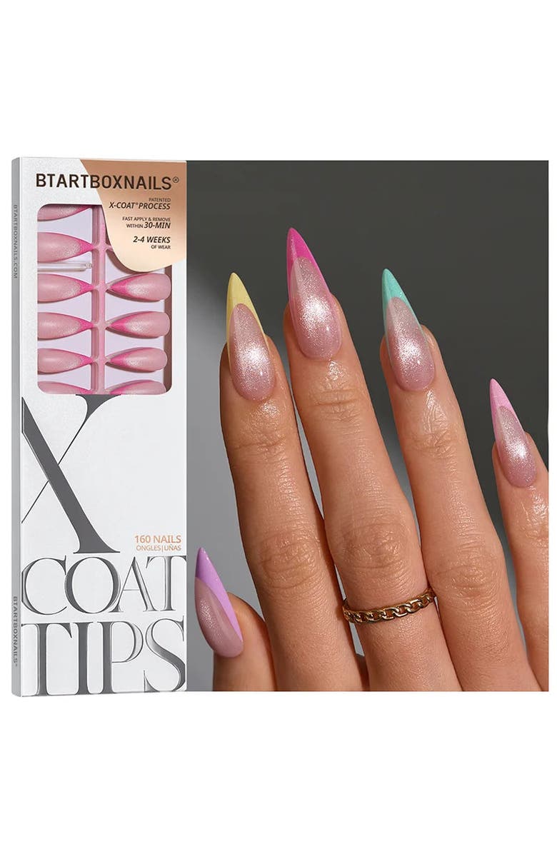 Btartboxnails Soft Gel Nail Tips XCOATTIPS<sup>®</sup> French Brighter Pastel - Cat-Eye Base Collection, Main, color, Long Stiletto