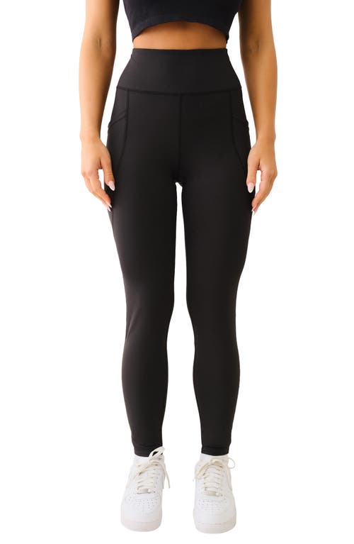 True Religion High Waist Performance Ankle Leggings In Black