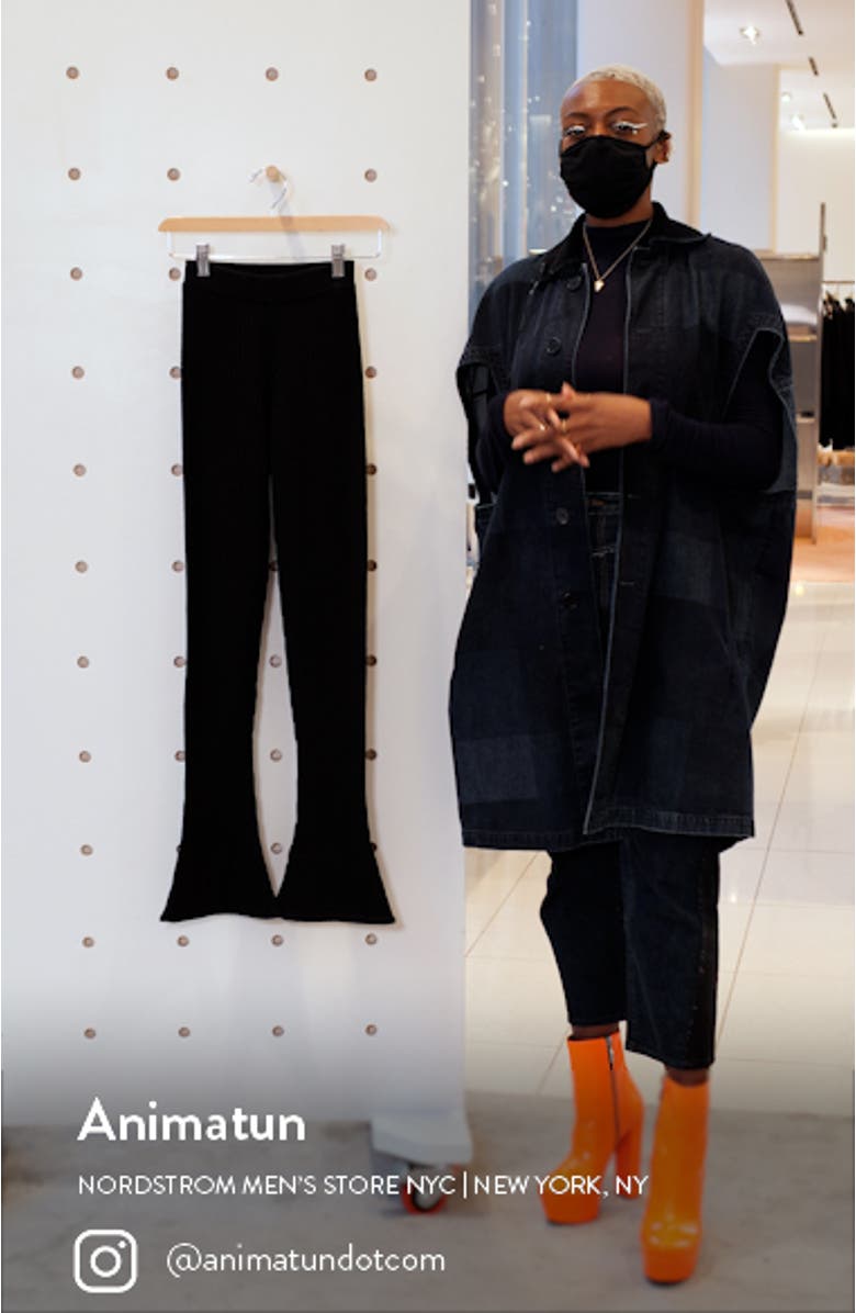 Alban Rib Stretch Merino Wool Flare Sweater Leggings, sales video thumbnail