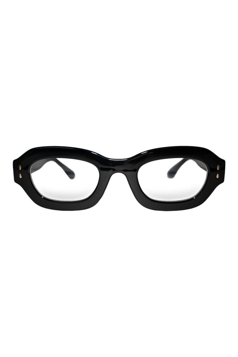 Oslo 48mm Oval Blue Light Blocking Glasses, Main, color, BLACK/ CLEAR