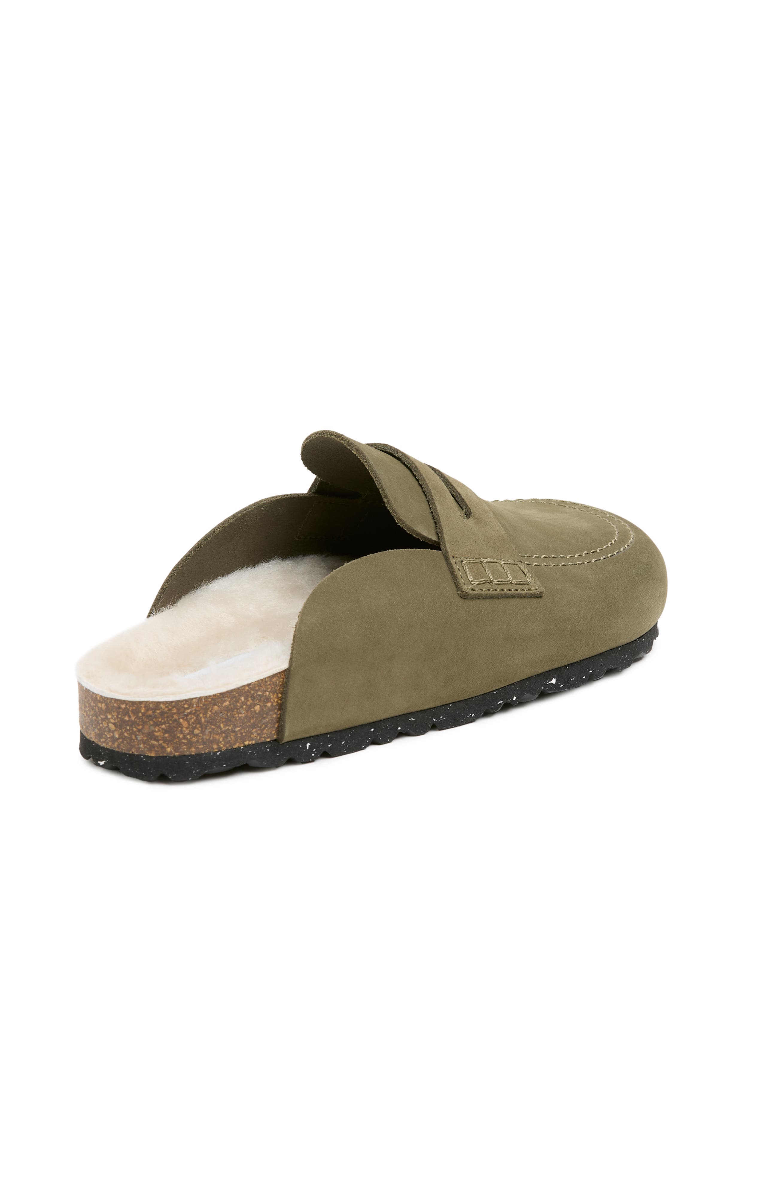 Celtic & Co. Sheep Lined Penny Loafer Clog, Alternate, color, Khaki