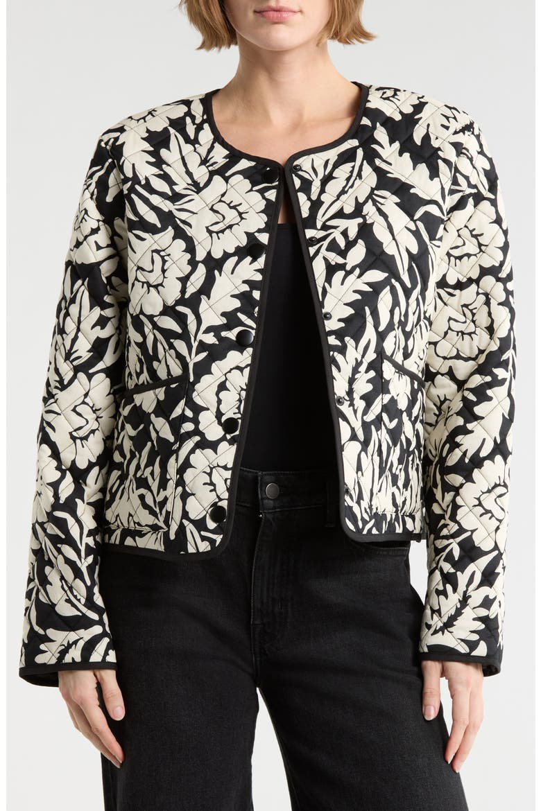 Floral Quilted Jacket, Main, color, FEVER TREE BLACK