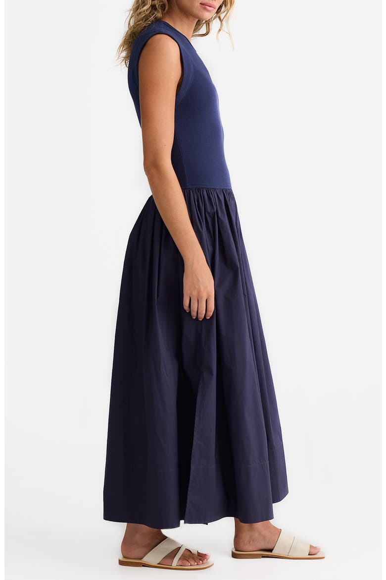 Daphne Sleeveless Mixed Media Dress, Alternate, color, NAVY
