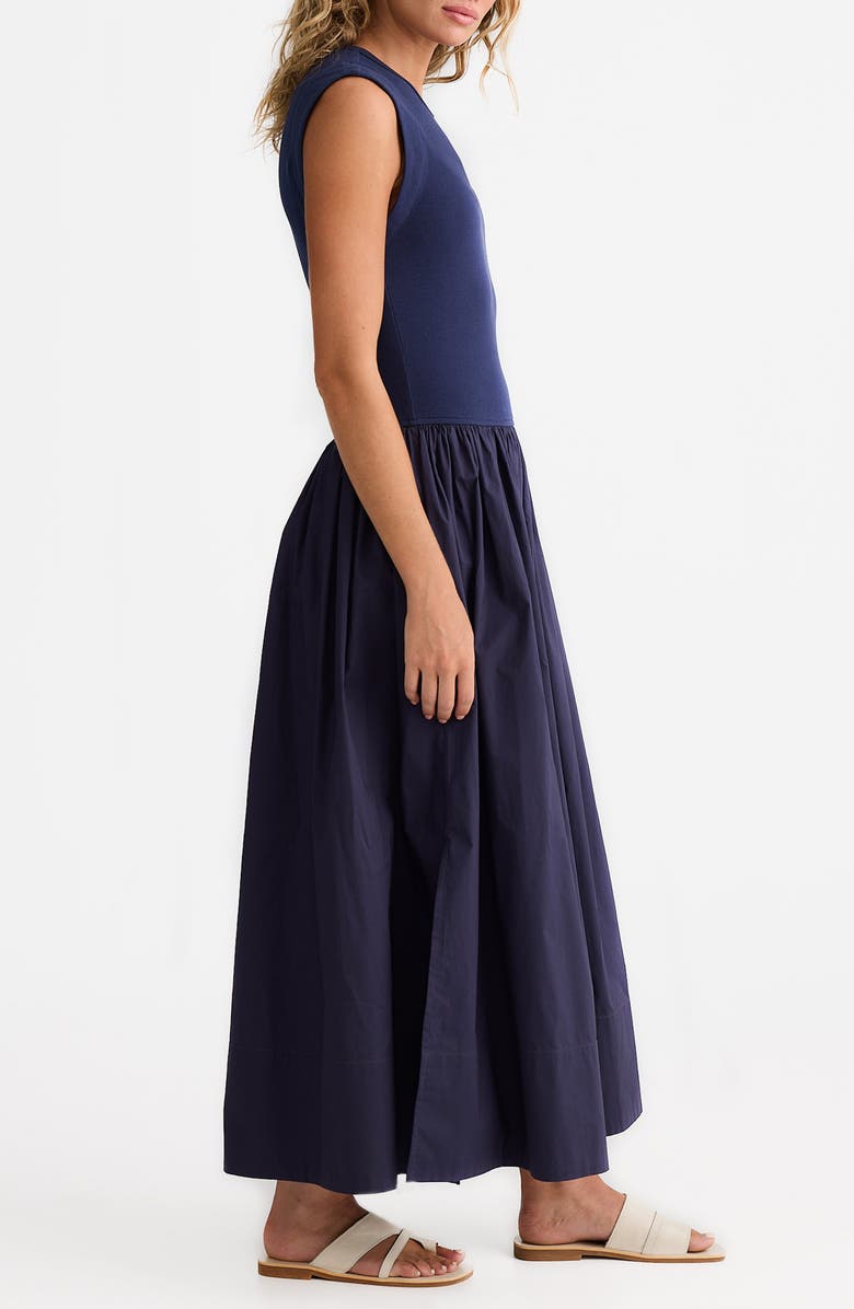 Brave+True Daphne Sleeveless Mixed Media Dress, Alternate, color, Navy