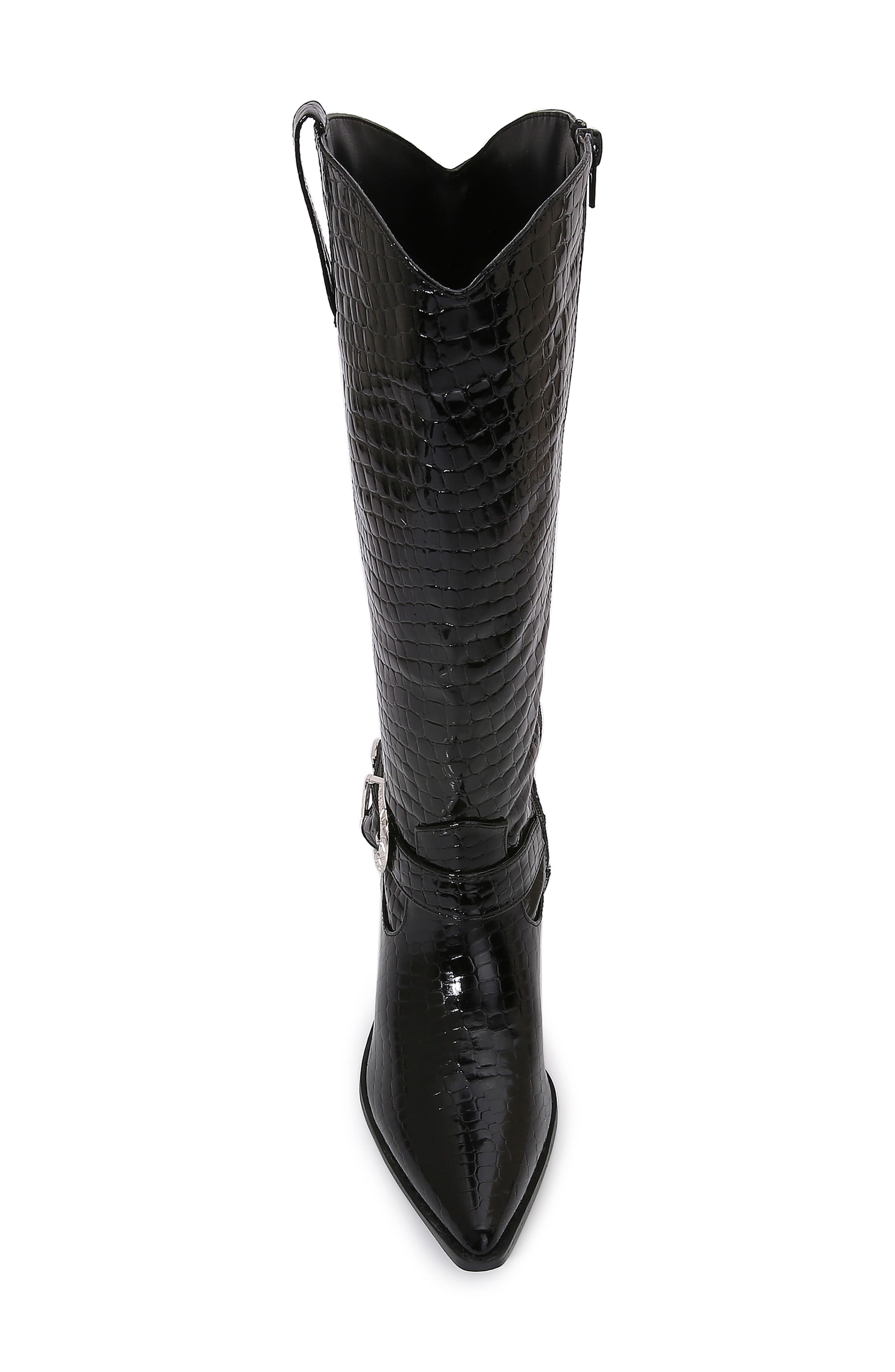 BERNESS Tristen Croc Embossed Western Boot, Alternate, color, Black
