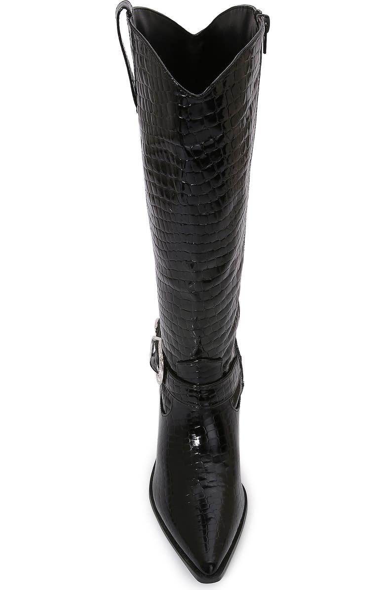 BERNESS Tristen Croc Embossed Western Boot, Alternate, color, Black