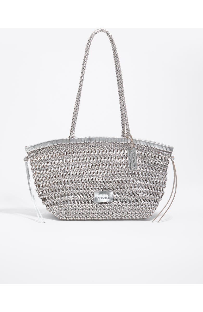 Bimba y Lola Plaited Leather Shopper Bag, Main, color, Silver