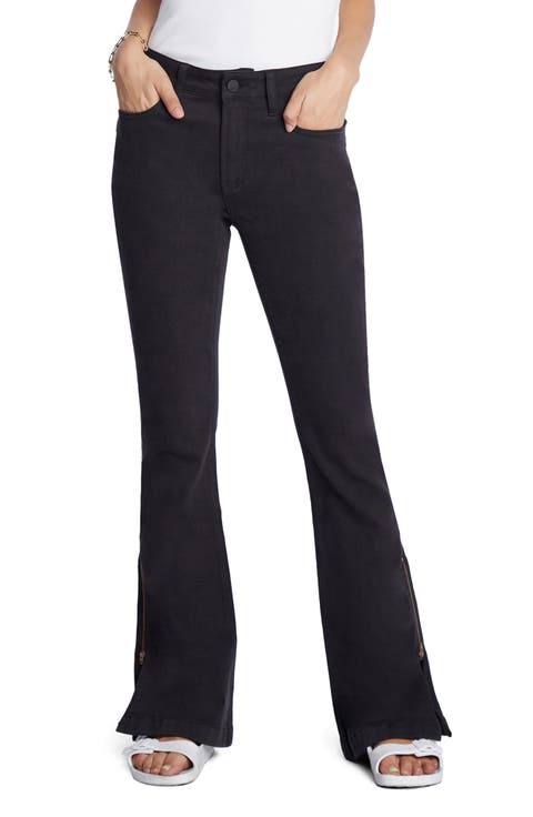 Zip Hem Classic Flare Leg Jeans (Vintage Black)