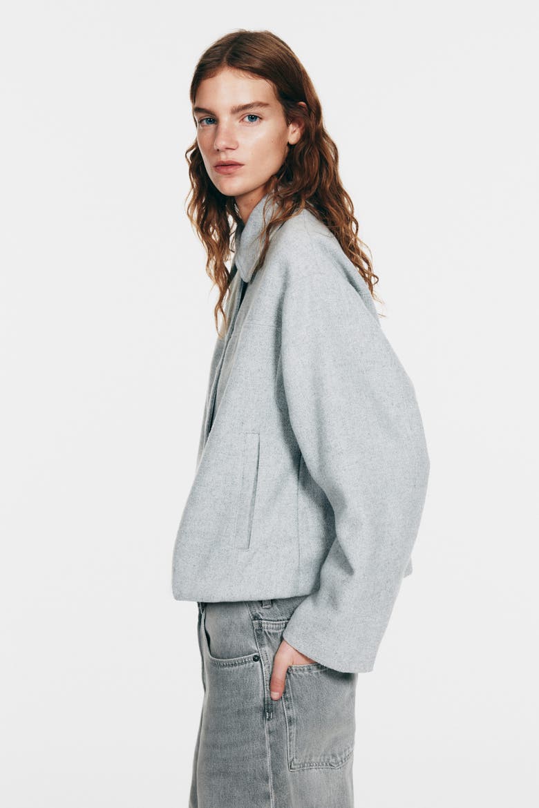Collared Bomber Jacket, Alternate, color, Gray