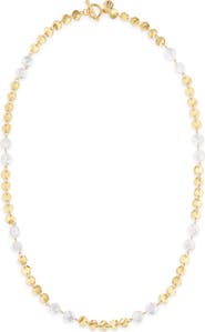 Karine Sultan Mini Coin & Pearl Station Necklace