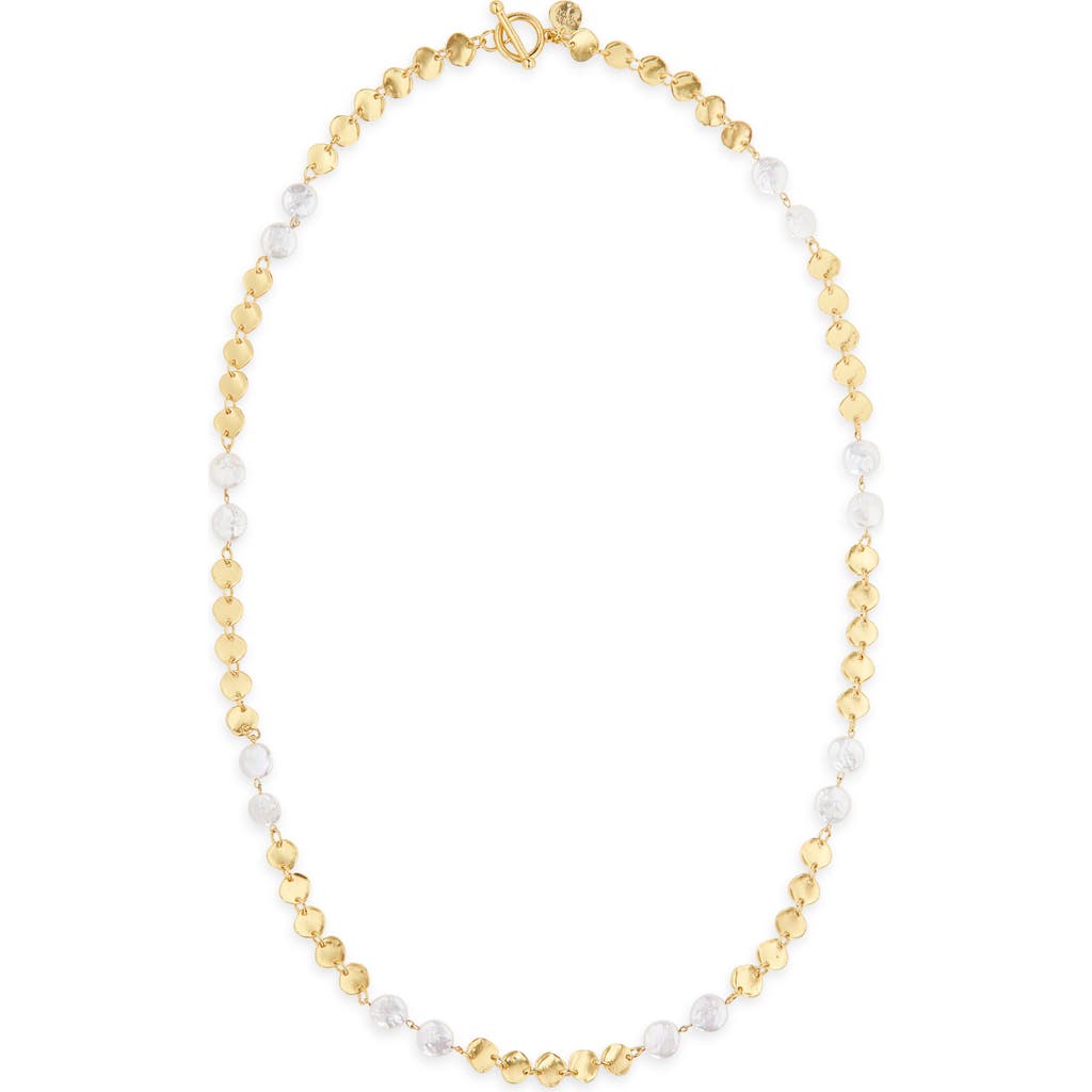 Karine Sultan Mini Coin & Pearl Station Necklace In Gold