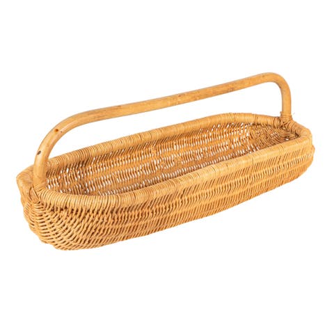 Woven Rattan Basket with Handle