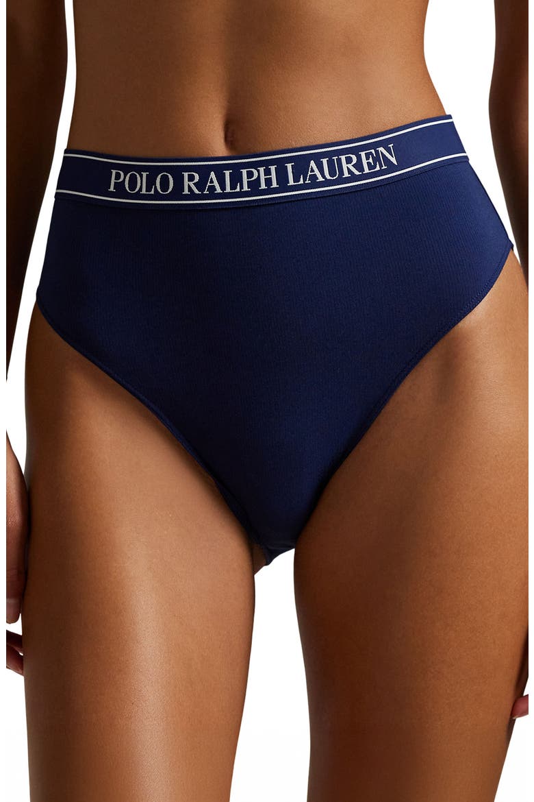 Logo Band Assorted 3-Pack High Waist Tangas, Main, color, NAVY/ NAVY/ NAVY