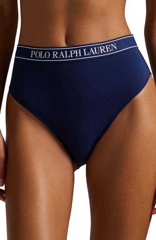 Polo Ralph Lauren Logo Band Assorted 3-pack High Waist Tangas In Blue