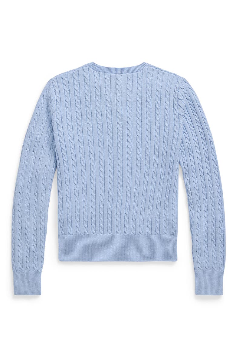Polo Ralph Lauren Kids' Mini Cable Knit Cardigan, Alternate, color, Light Blue