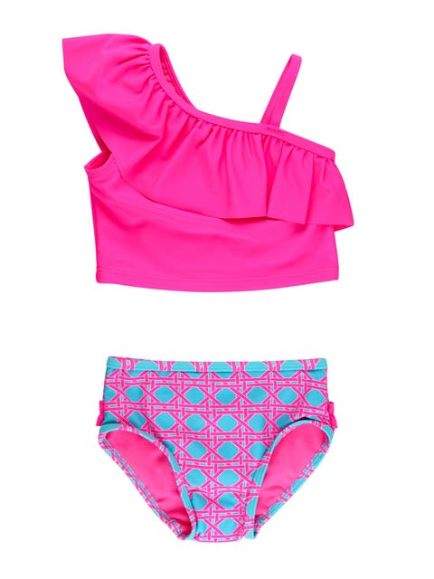 Girls One Shoulder Ruffle UPF50+ Tankini