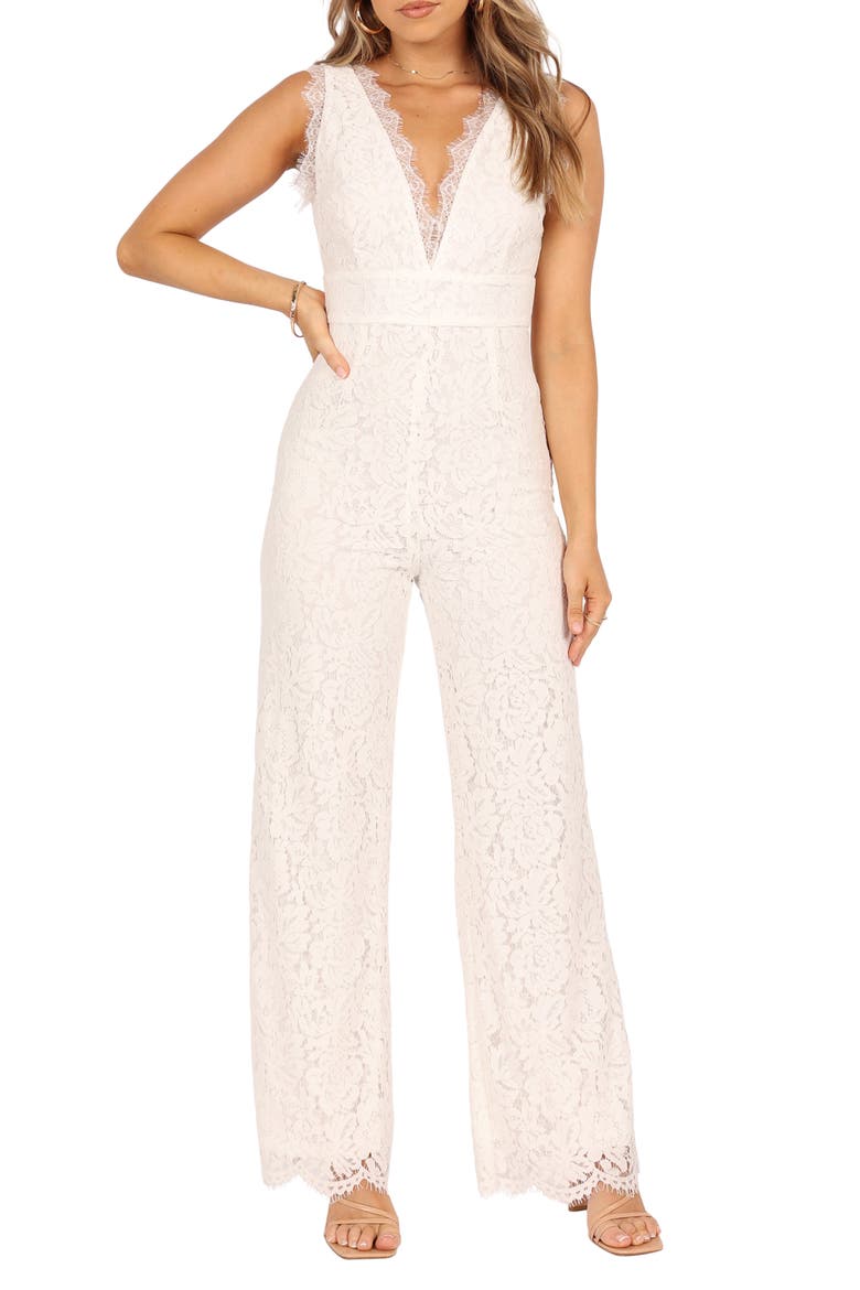 Eloise Cotton Blend Lace Jumpsuit, Main, color, IVORY