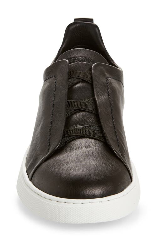 Zegna Leather Sneakers In Black
