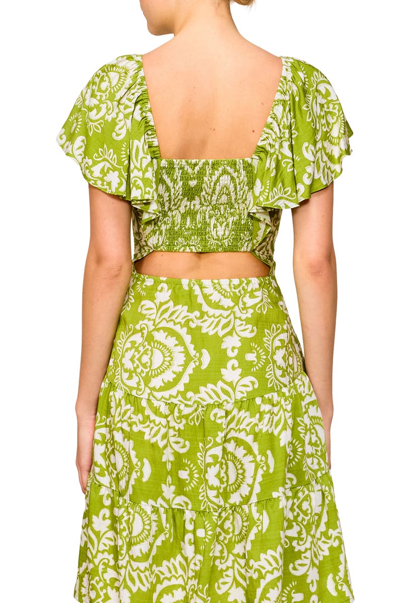 MELLODAY Flutter Sleeve Back Cutout Fit & Flare Dress, Alternate, color, 