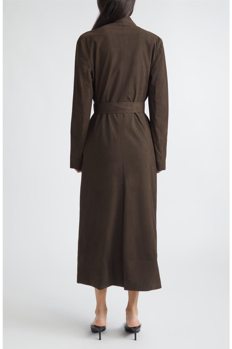 Cocoa Faux Suede Wrap Coat, Alternate, color, DARK BROWN