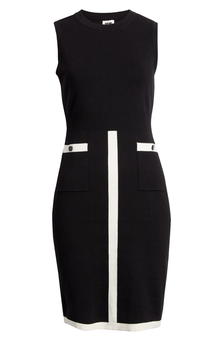 Anne Klein Contrast Trim Sleeveless Sweater Dress, Alternate, color, 