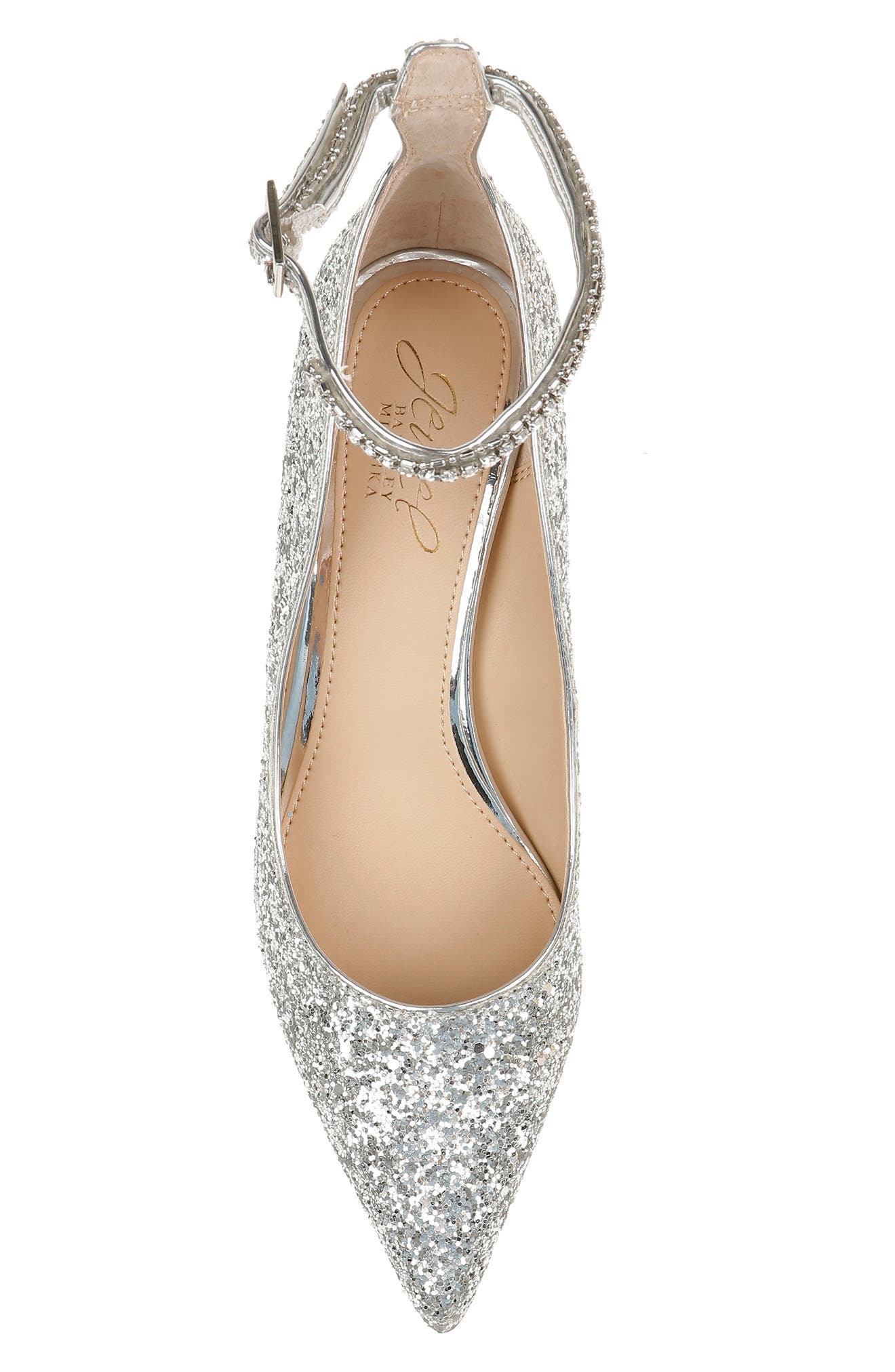 Jewel Badgley Mischka Jamila Pointed Toe Pump, Alternate, color, Silver