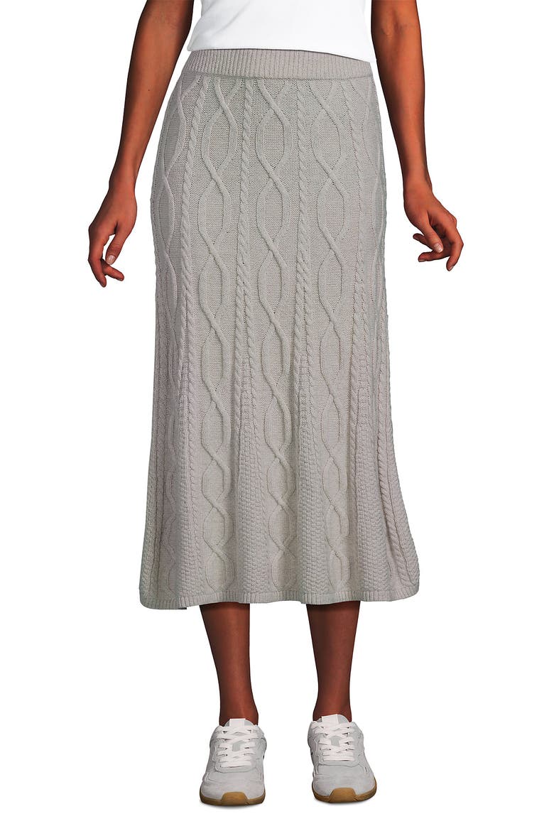 Cozy Lofty Cable Fluted Midi Sweater Skirt, Alternate, color, Oatmeal Tan Heather