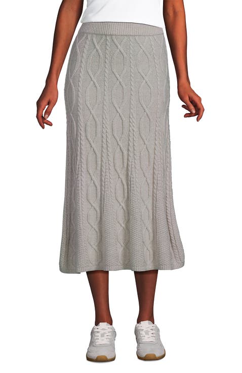Cozy Lofty Cable Fluted Midi Sweater Skirt