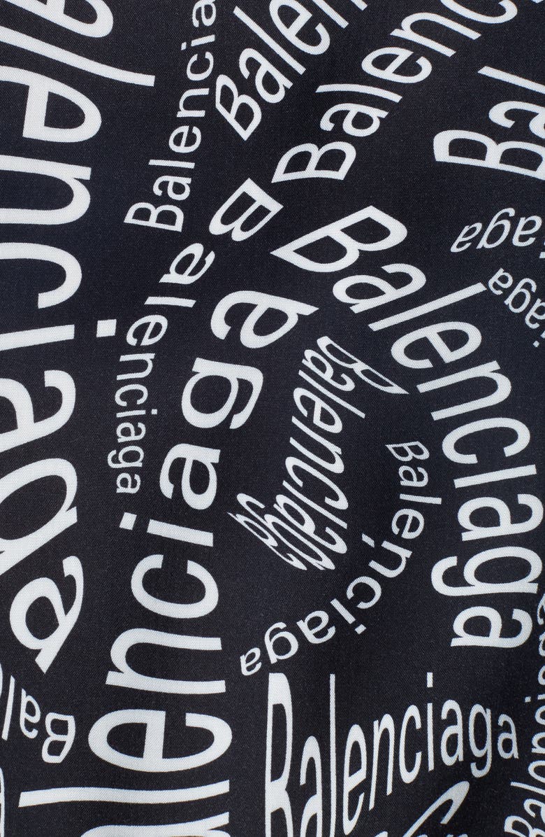Balenciaga Logo Print Short Sleeve Button-Up Camp Shirt, Alternate, color, 