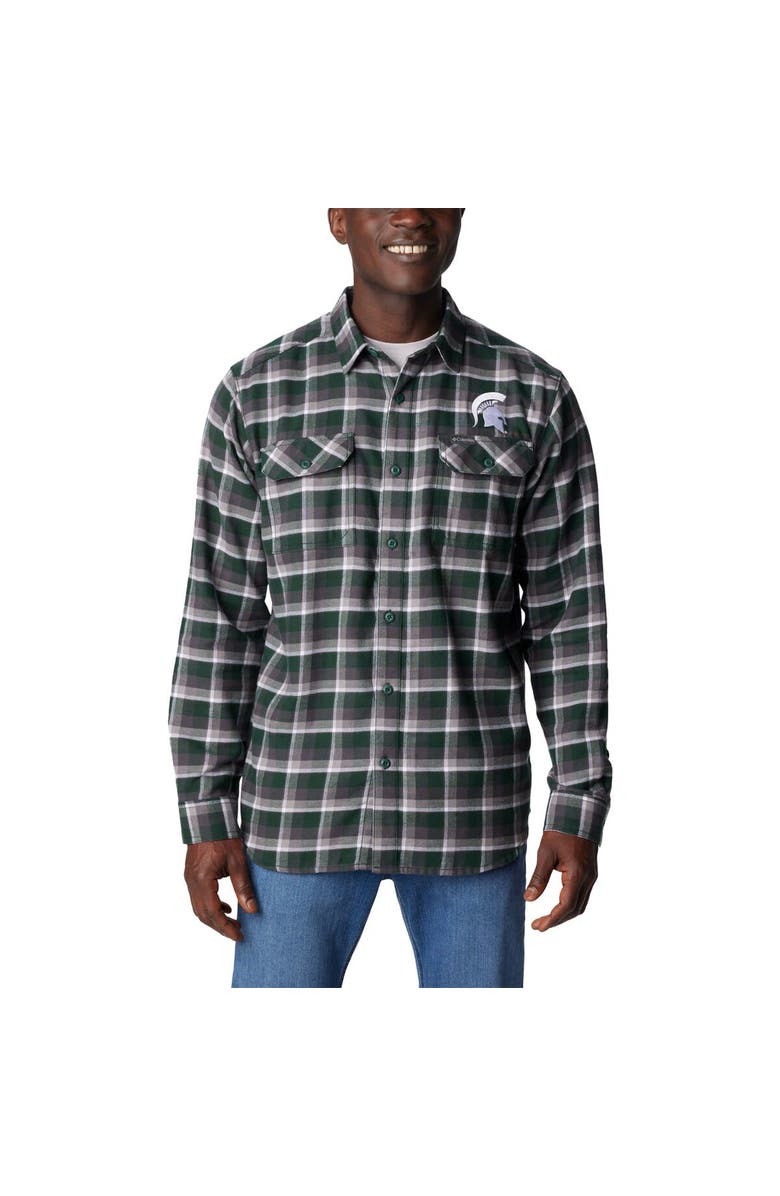 Columbia Green Michigan State Spartans Flare Gun Flannel Long Sleeve Shirt, Main, color, Green