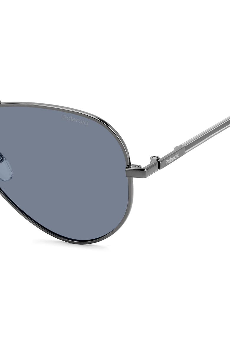 Polaroid 59mm Polarized Pilot Sunglasses, Alternate, color, Dark Ruthenium/ Blue Polar
