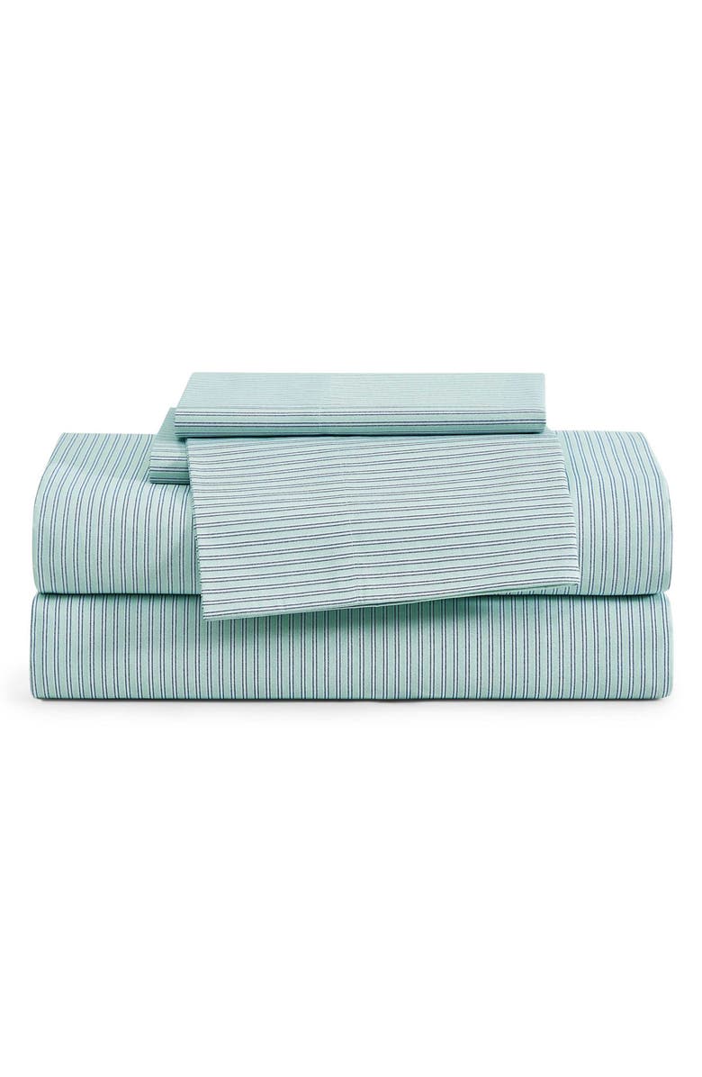 Tommy Hilfiger Highland Ticking Stripe Sheet Set, Main, color, Harbor Green/ Blue