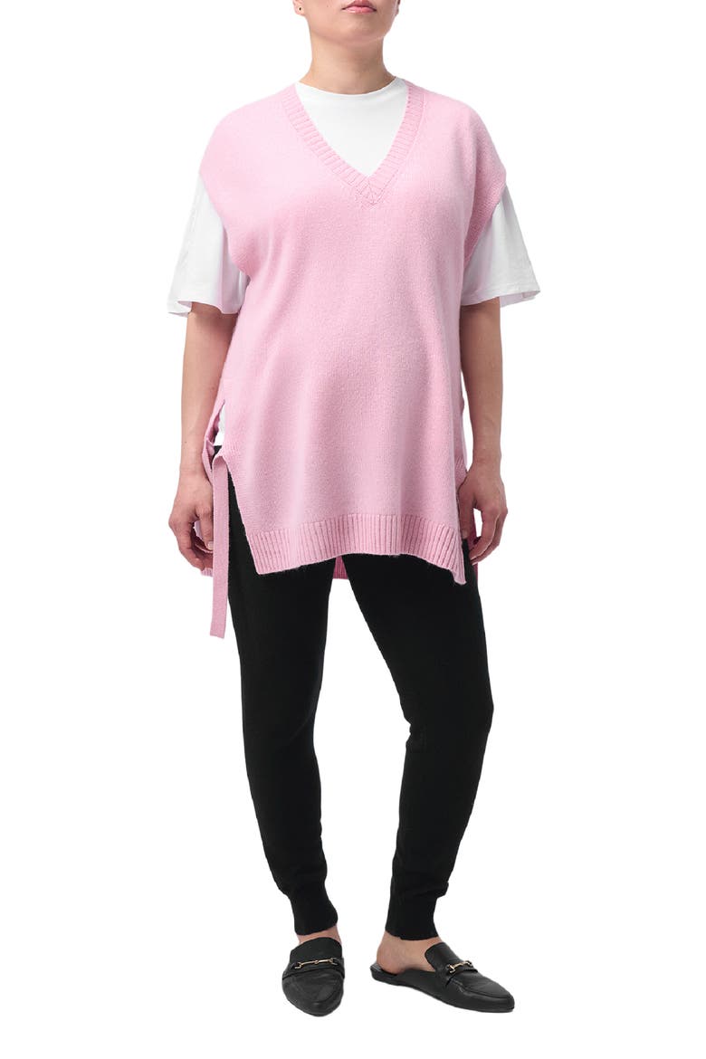 V-neck Cashmere Maternity Top, Main, color, almond blossom