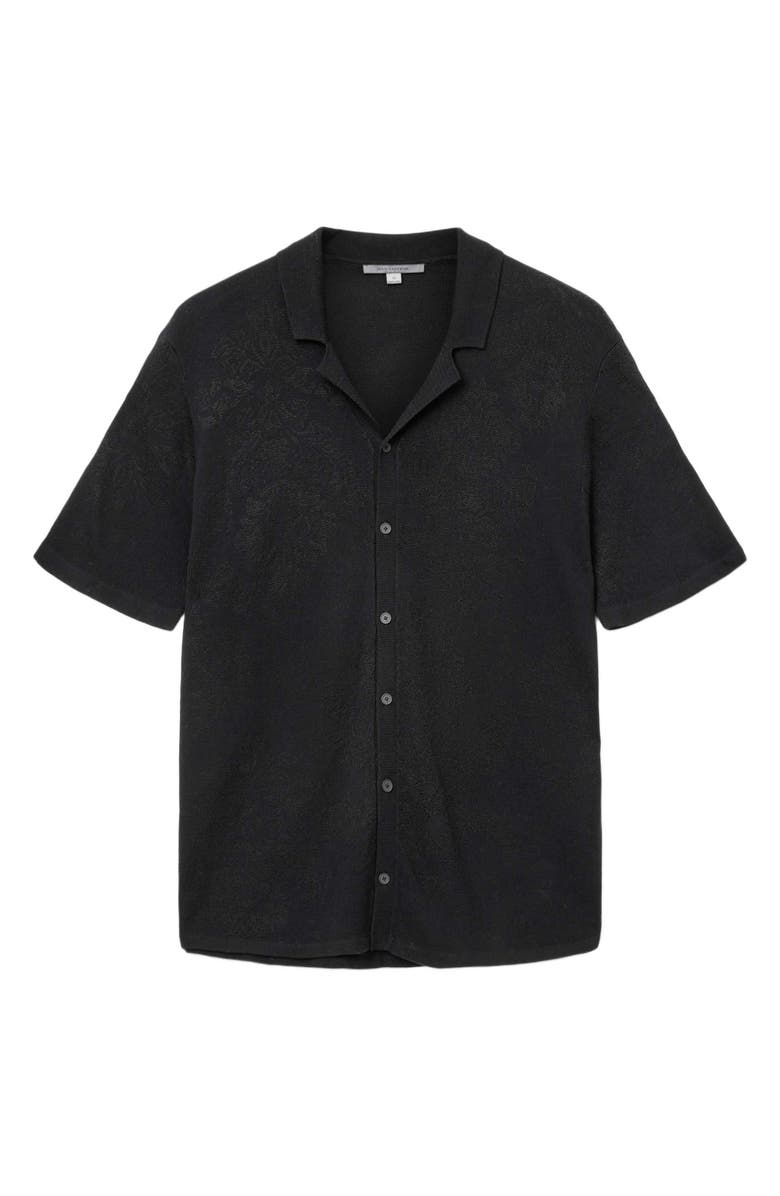 John Varvatos Arlon Paisley Sheen Camp Shirt, Alternate, color, Black